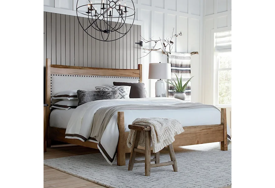 Bench Made Maple Upholstered Queen Panel Bed by Bassett at Esprit Decor Home Furnishings